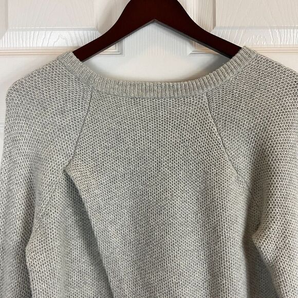 Madewell Province Gray Size M Cross Slit Back Pullover Crew Neck Cozy Sweater N3 - Picture 7 of 12